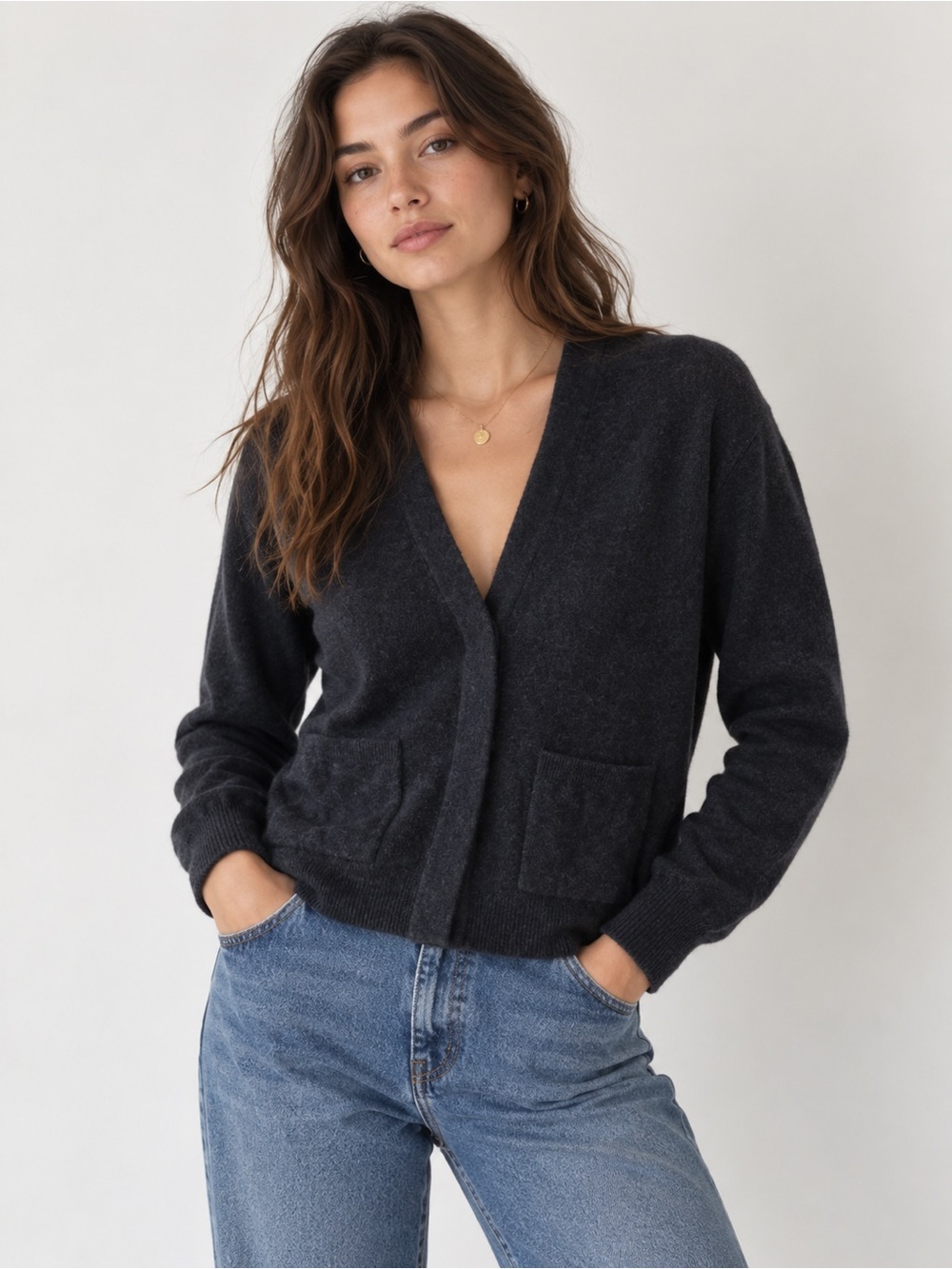 Poetry Grey Cashmere Cardigan US 4